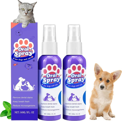 Cat & Dog Dental Cleaning Spray — Removes Tartar Stains, Freshens Breath, Pet Oral Care Spray