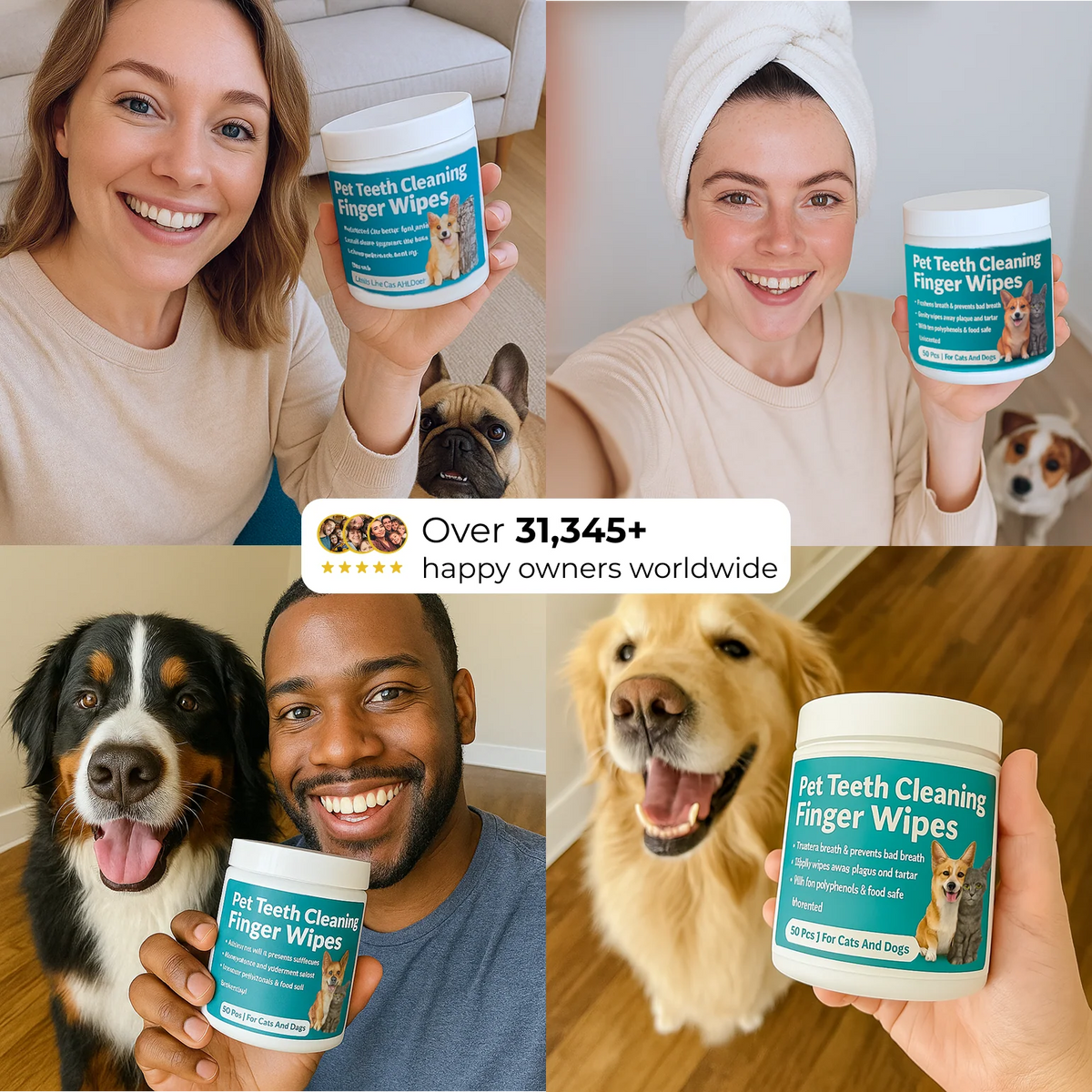 Natural Pet Dental Finger Wipes
